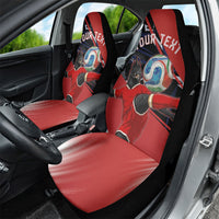 Personalized Panama Football Car Seat Cover Los Canaleros Harpy Eagle Mascot - National Flag Colors