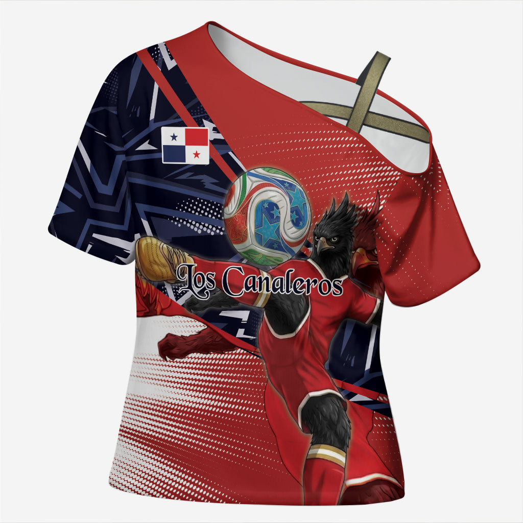 Personalized Panama Football Cross Shoulder Shirt Los Canaleros Harpy Eagle Mascot - National Flag Colors
