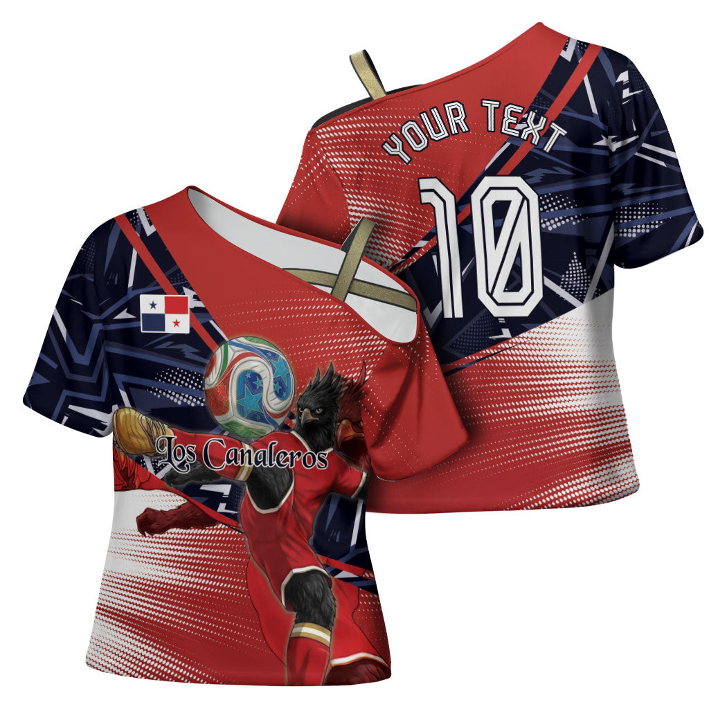 Personalized Panama Football Cross Shoulder Shirt Los Canaleros Harpy Eagle Mascot - National Flag Colors