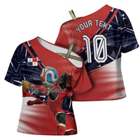 Personalized Panama Football Cross Shoulder Shirt Los Canaleros Harpy Eagle Mascot - National Flag Colors