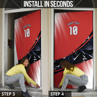 Personalized Panama Football Door Cover Los Canaleros Harpy Eagle Mascot - National Flag Colors