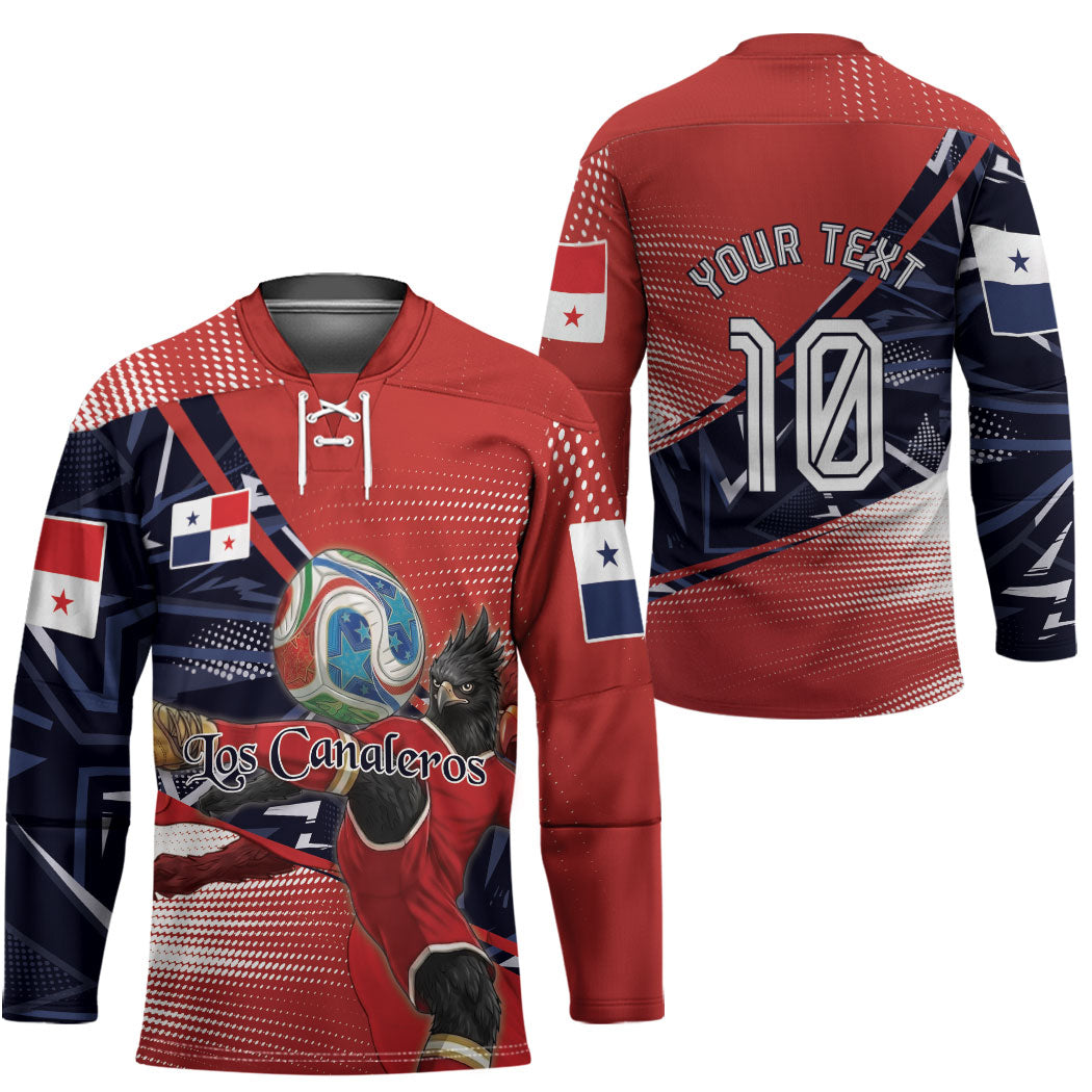 Personalized Panama Football Hockey Jersey Los Canaleros Harpy Eagle Mascot - National Flag Colors