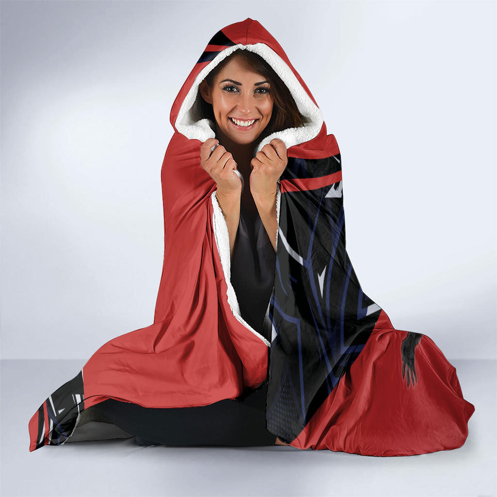 Personalized Panama Football Hooded Blanket Los Canaleros Harpy Eagle Mascot - National Flag Colors