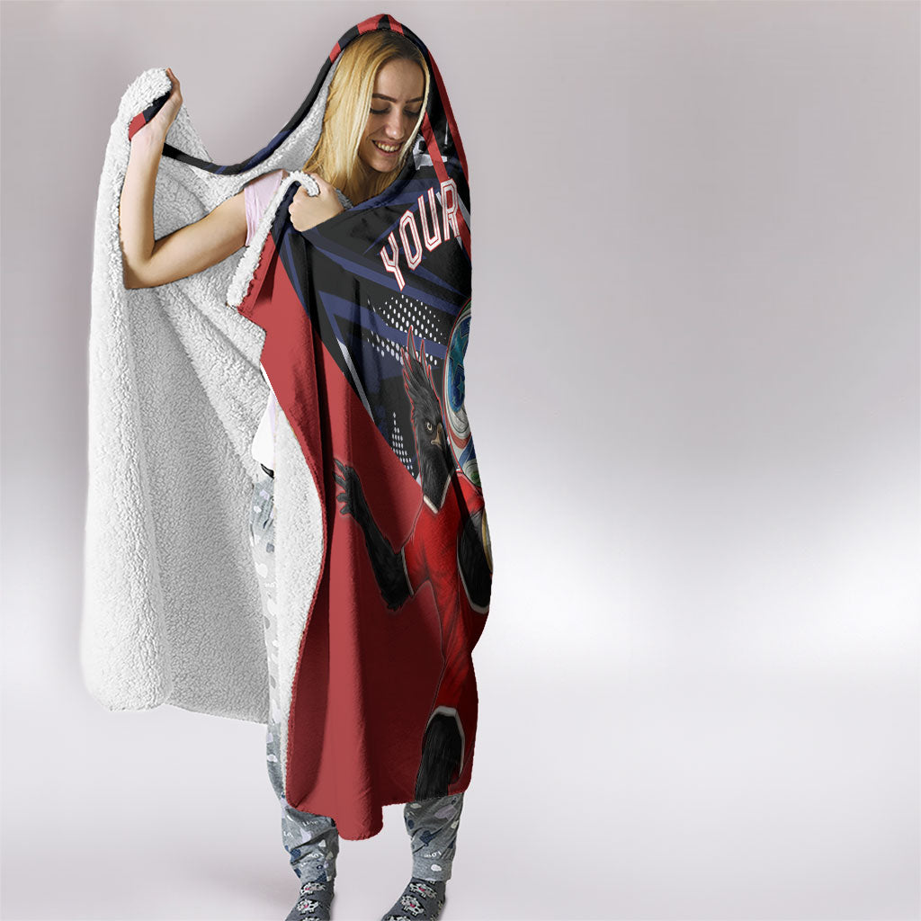 Personalized Panama Football Hooded Blanket Los Canaleros Harpy Eagle Mascot - National Flag Colors