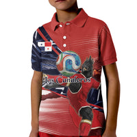 Personalized Panama Football Kid Polo Shirt Los Canaleros Harpy Eagle Mascot - National Flag Colors