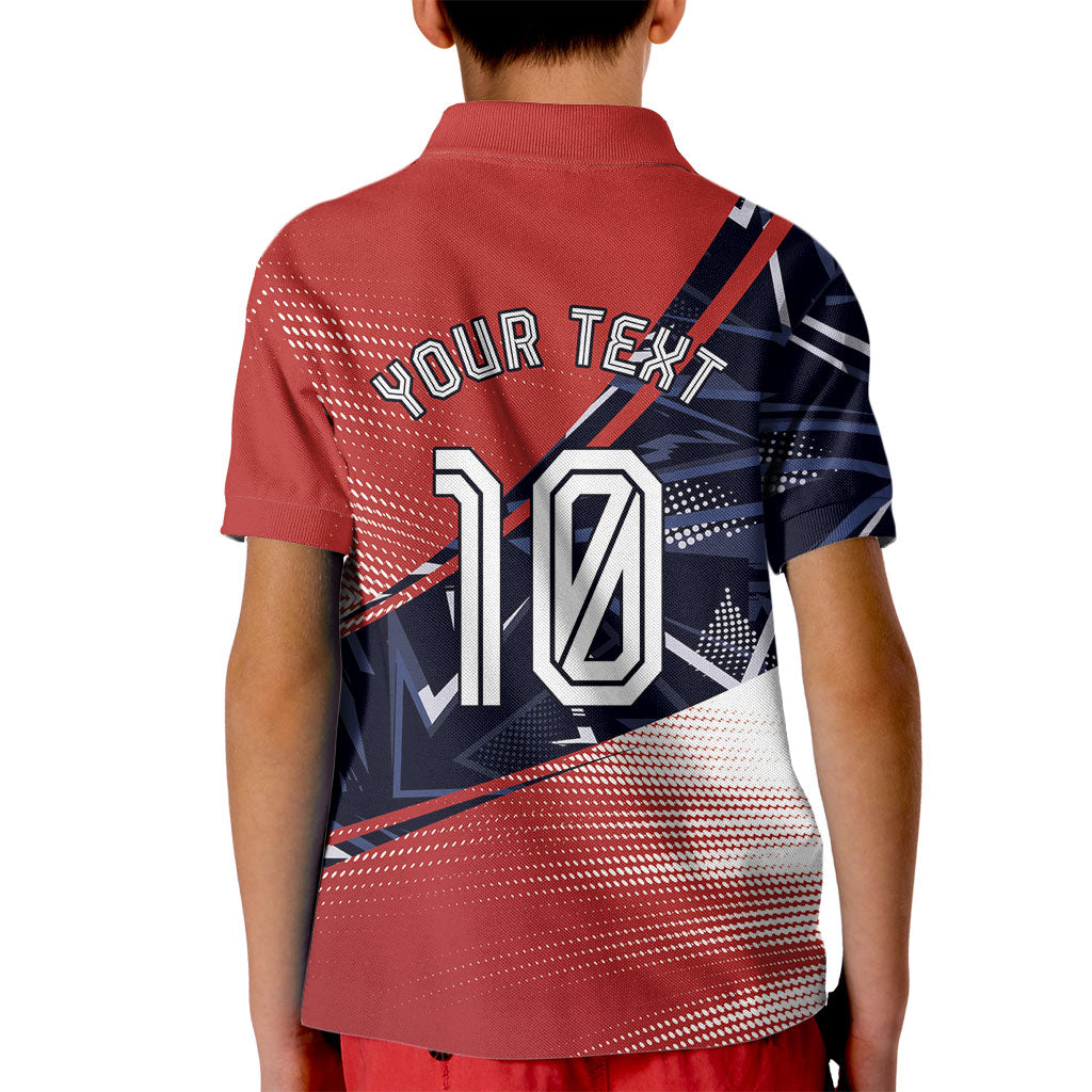 Personalized Panama Football Kid Polo Shirt Los Canaleros Harpy Eagle Mascot - National Flag Colors