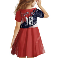 Personalized Panama Football Kid Short Sleeve Dress Los Canaleros Harpy Eagle Mascot - National Flag Colors