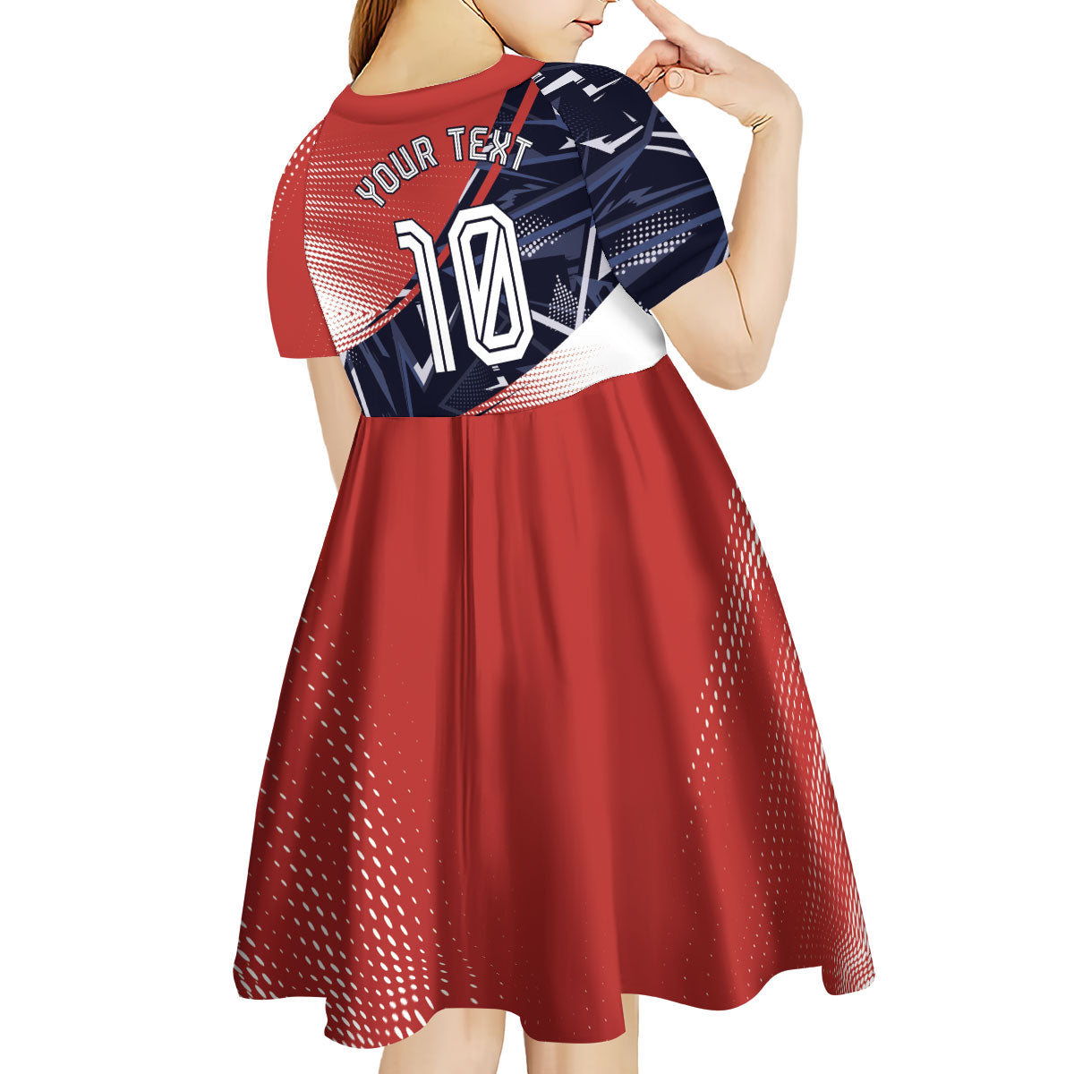 Personalized Panama Football Kid Short Sleeve Dress Los Canaleros Harpy Eagle Mascot - National Flag Colors