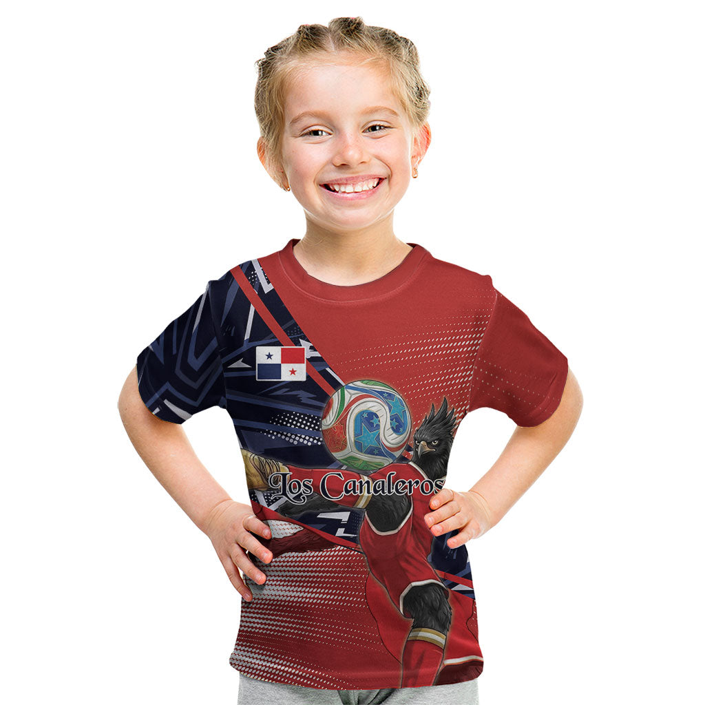 Personalized Panama Football Kid T Shirt Los Canaleros Harpy Eagle Mascot - National Flag Colors