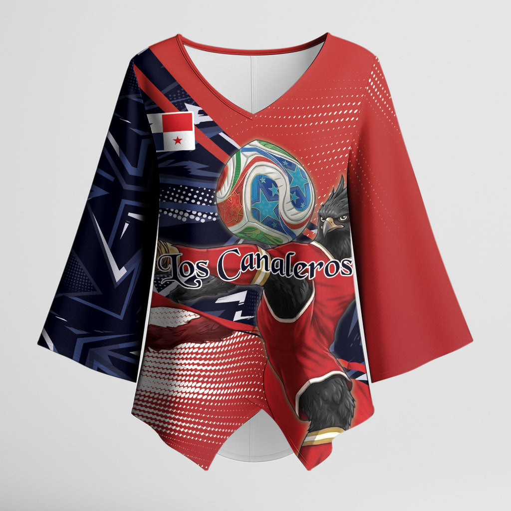 Personalized Panama Football Kimono Sleeve Blouse Los Canaleros Harpy Eagle Mascot - National Flag Colors