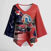 Personalized Panama Football Kimono Sleeve Blouse Los Canaleros Harpy Eagle Mascot - National Flag Colors