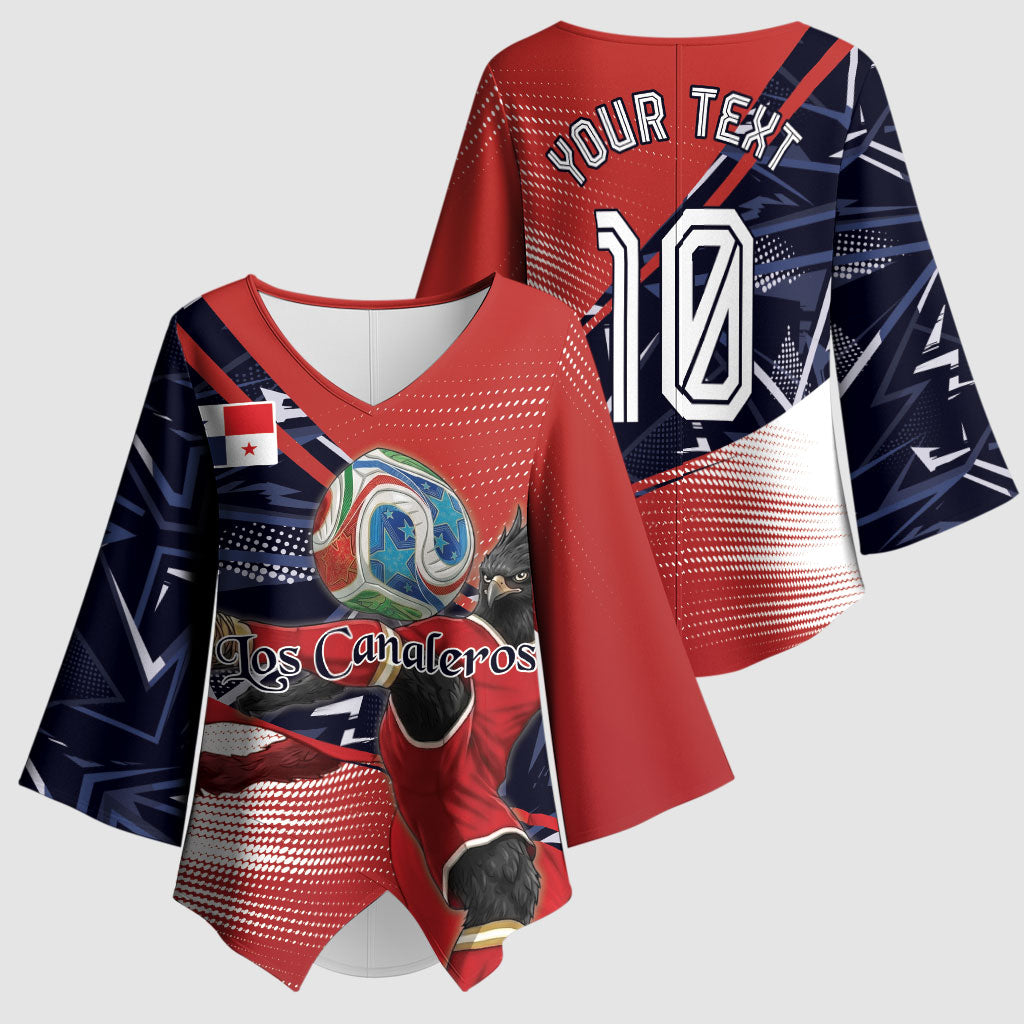 Personalized Panama Football Kimono Sleeve Blouse Los Canaleros Harpy Eagle Mascot - National Flag Colors
