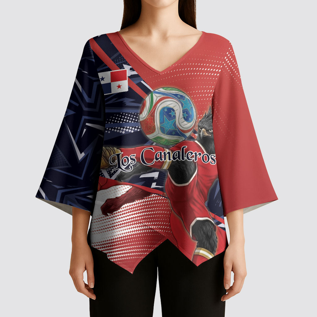 Personalized Panama Football Kimono Sleeve Blouse Los Canaleros Harpy Eagle Mascot - National Flag Colors