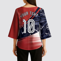 Personalized Panama Football Kimono Sleeve Blouse Los Canaleros Harpy Eagle Mascot - National Flag Colors