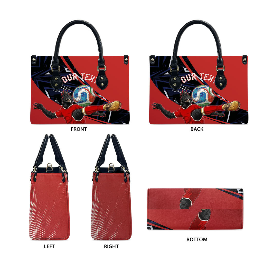 Personalized Panama Football Leather Bag Los Canaleros Harpy Eagle Mascot - National Flag Colors