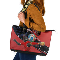 Personalized Panama Football Leather Tote Bag Los Canaleros Harpy Eagle Mascot - National Flag Colors