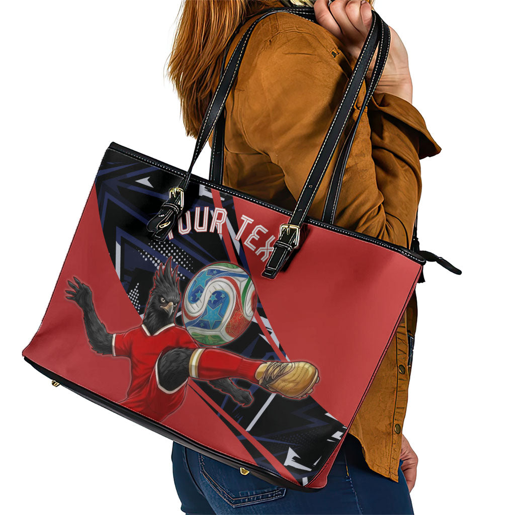 Personalized Panama Football Leather Tote Bag Los Canaleros Harpy Eagle Mascot - National Flag Colors