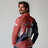 Personalized Panama Football Long Sleeve Polo Shirt Los Canaleros Harpy Eagle Mascot - National Flag Colors