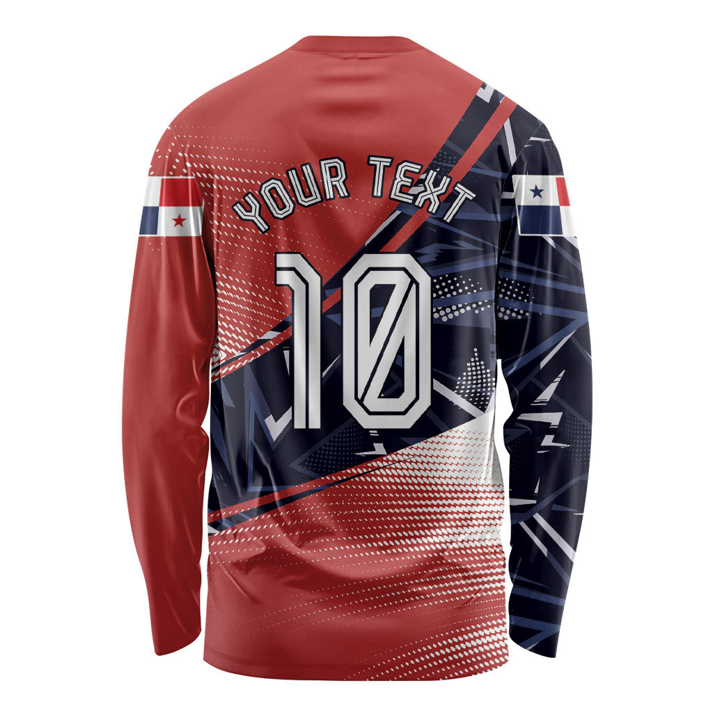 Personalized Panama Football Long Sleeve Shirt Los Canaleros Harpy Eagle Mascot - National Flag Colors