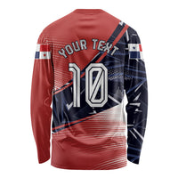 Personalized Panama Football Long Sleeve Shirt Los Canaleros Harpy Eagle Mascot - National Flag Colors