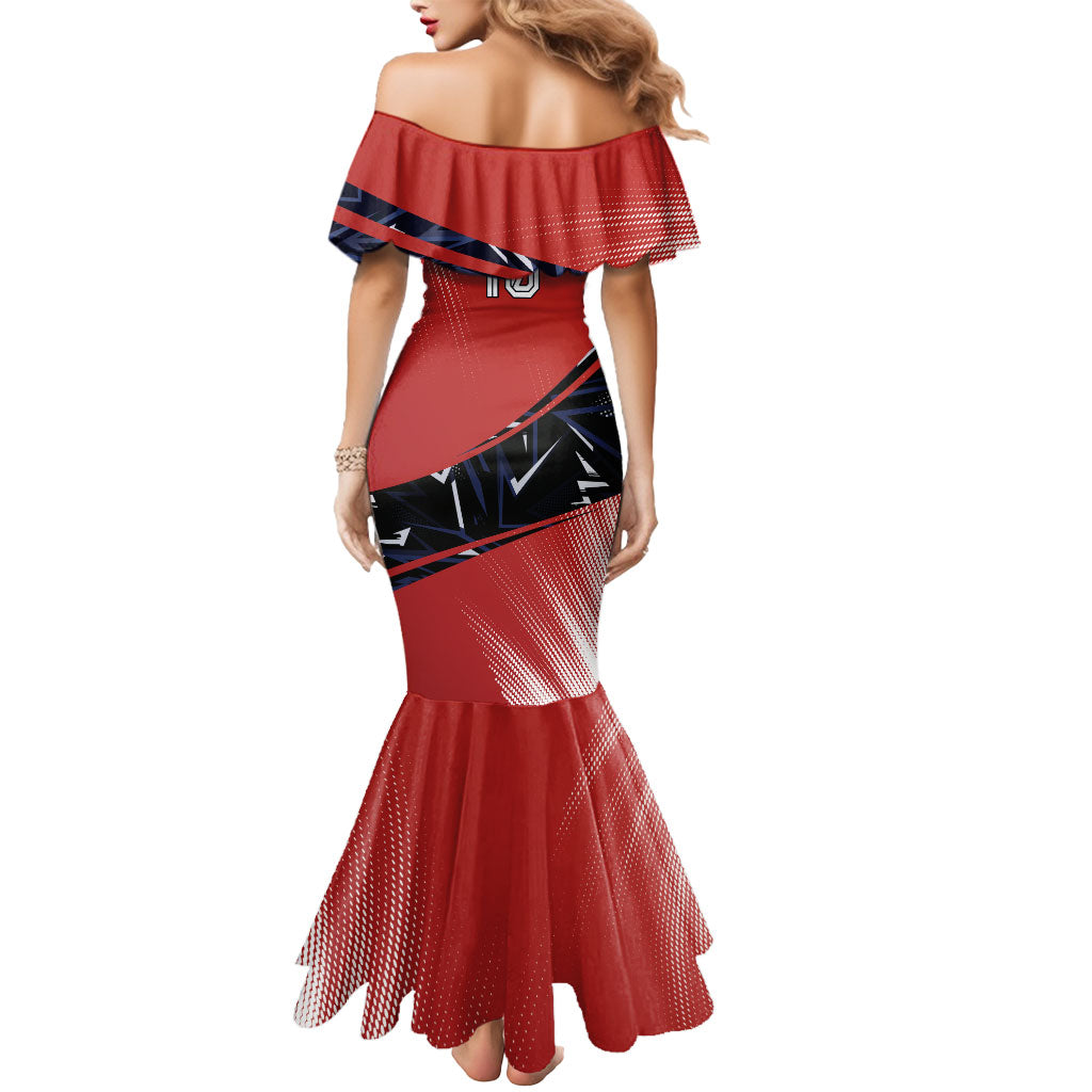 Personalized Panama Football Mermaid Dress Los Canaleros Harpy Eagle Mascot - National Flag Colors