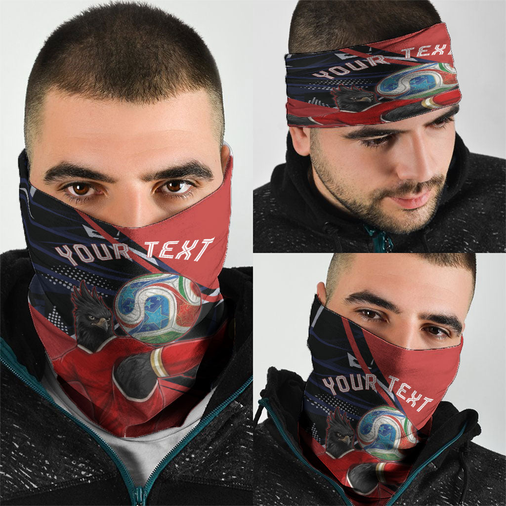 Personalized Panama Football Neck Gaiter Los Canaleros Harpy Eagle Mascot - National Flag Colors