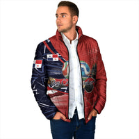 Personalized Panama Football Padded Jacket Los Canaleros Harpy Eagle Mascot - National Flag Colors