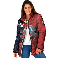Personalized Panama Football Padded Jacket Los Canaleros Harpy Eagle Mascot - National Flag Colors