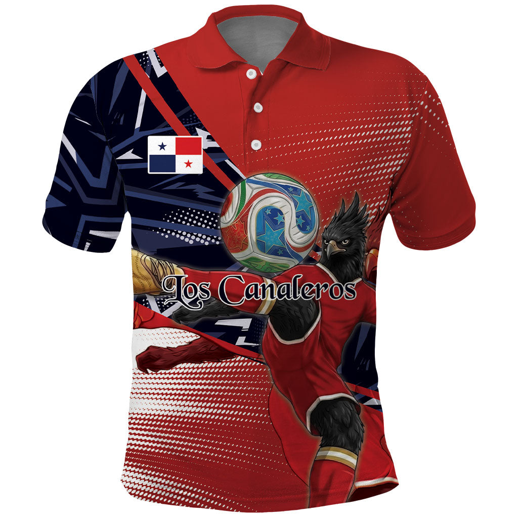 Personalized Panama Football Polo Shirt Los Canaleros Harpy Eagle Mascot - National Flag Colors
