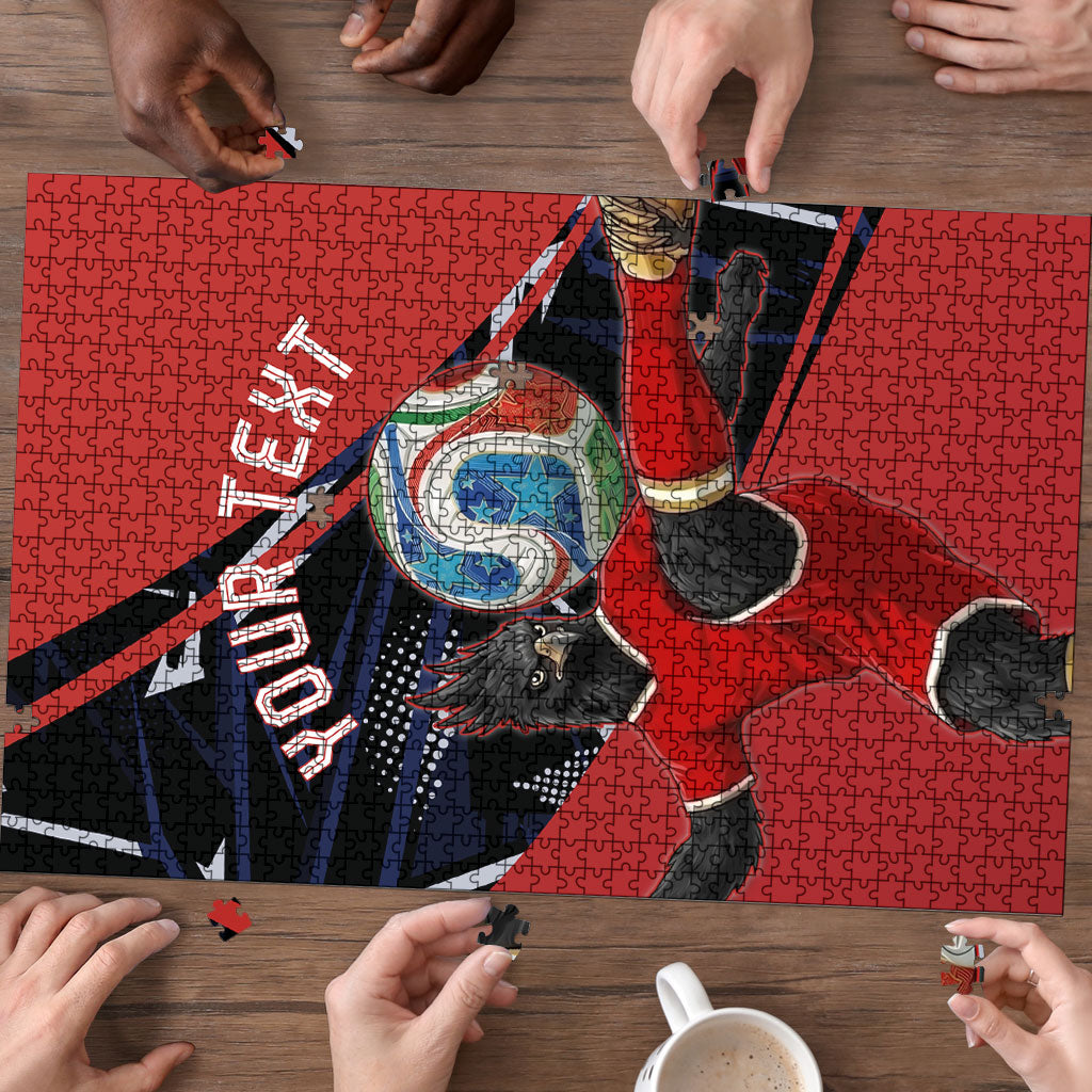 Personalized Panama Football Puzzle Los Canaleros Harpy Eagle Mascot - National Flag Colors