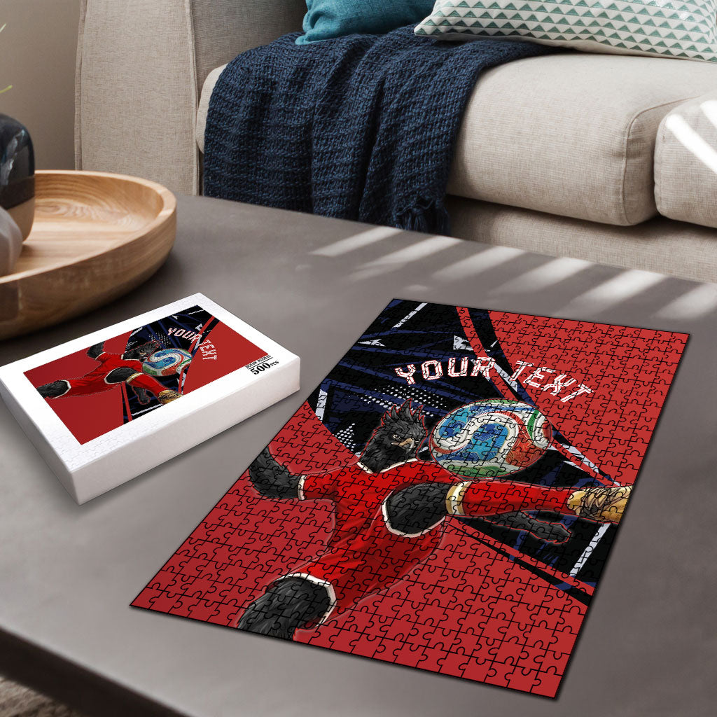 Personalized Panama Football Puzzle Los Canaleros Harpy Eagle Mascot - National Flag Colors