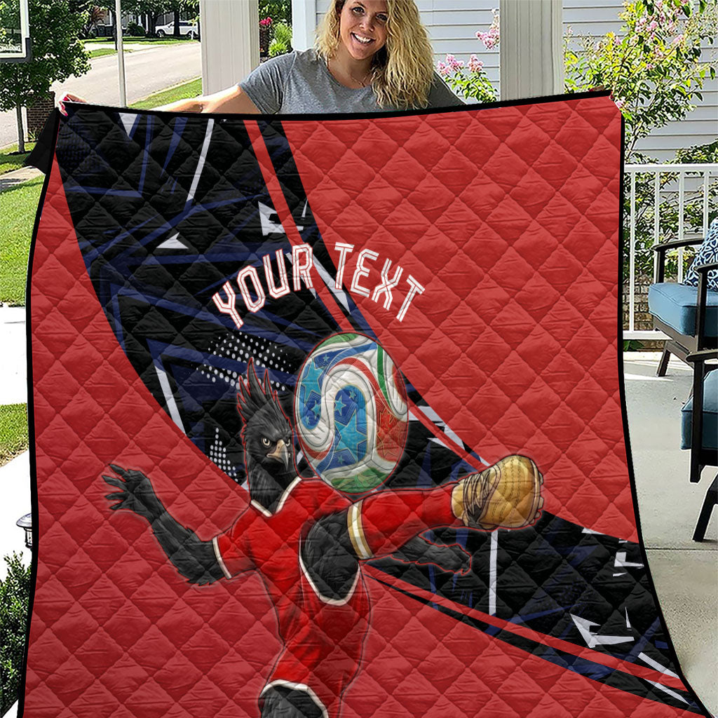 Personalized Panama Football Quilt Los Canaleros Harpy Eagle Mascot - National Flag Colors