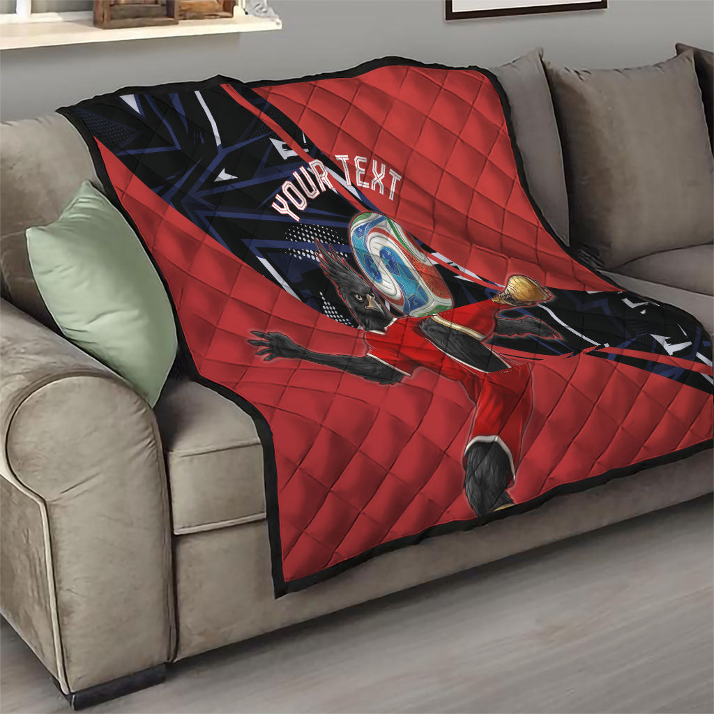 Personalized Panama Football Quilt Los Canaleros Harpy Eagle Mascot - National Flag Colors
