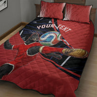 Personalized Panama Football Quilt Bed Set Los Canaleros Harpy Eagle Mascot - National Flag Colors