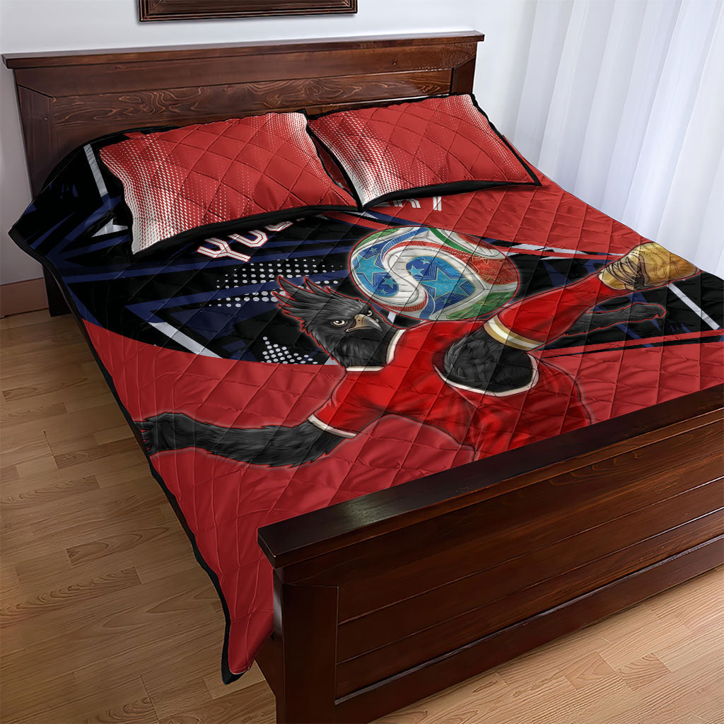 Personalized Panama Football Quilt Bed Set Los Canaleros Harpy Eagle Mascot - National Flag Colors