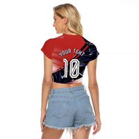 Personalized Panama Football Raglan Cropped T Shirt Los Canaleros Harpy Eagle Mascot - National Flag Colors