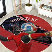 Personalized Panama Football Round Carpet Los Canaleros Harpy Eagle Mascot - National Flag Colors