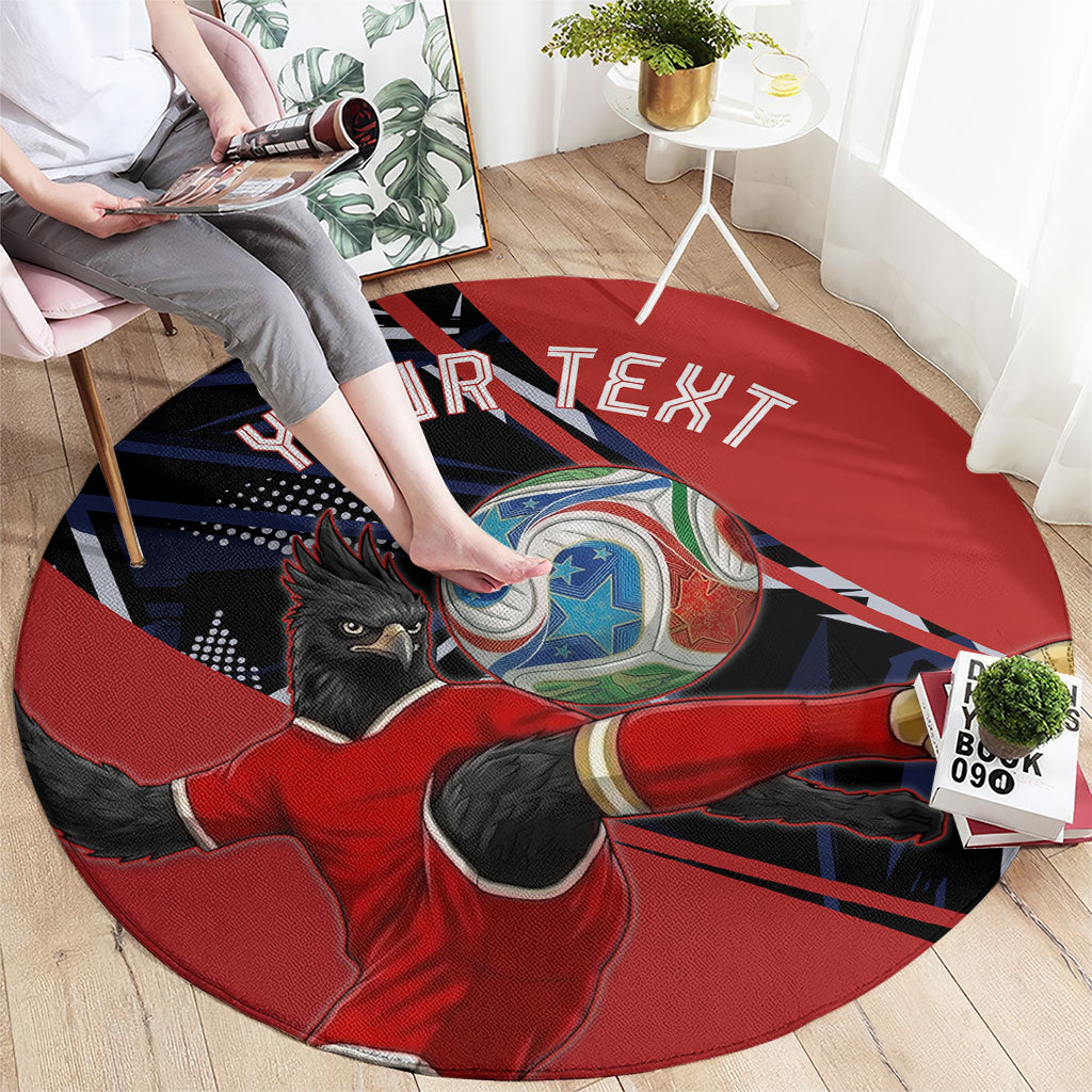 Personalized Panama Football Round Carpet Los Canaleros Harpy Eagle Mascot - National Flag Colors