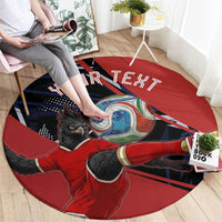 Personalized Panama Football Round Carpet Los Canaleros Harpy Eagle Mascot - National Flag Colors