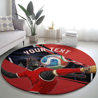 Personalized Panama Football Round Carpet Los Canaleros Harpy Eagle Mascot - National Flag Colors