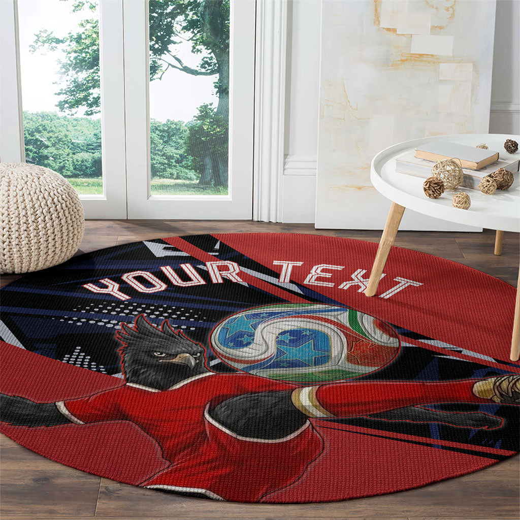 Personalized Panama Football Round Carpet Los Canaleros Harpy Eagle Mascot - National Flag Colors