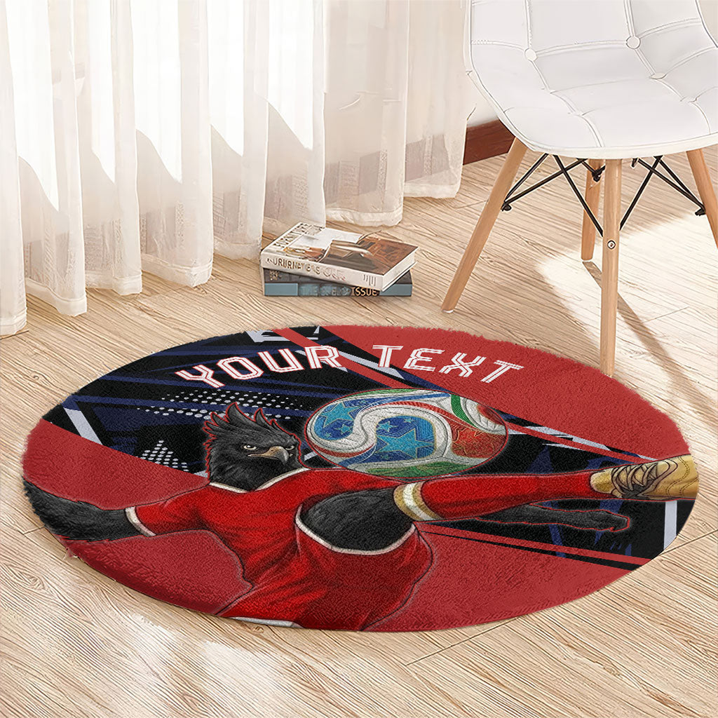 Personalized Panama Football Round Carpet Los Canaleros Harpy Eagle Mascot - National Flag Colors