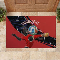 Personalized Panama Football Rubber Doormat Los Canaleros Harpy Eagle Mascot - National Flag Colors