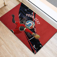 Personalized Panama Football Rubber Doormat Los Canaleros Harpy Eagle Mascot - National Flag Colors