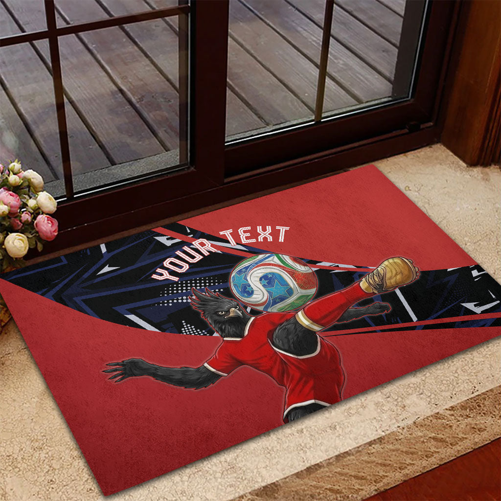 Personalized Panama Football Rubber Doormat Los Canaleros Harpy Eagle Mascot - National Flag Colors