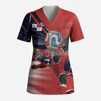 Personalized Panama Football Scrub Top Los Canaleros Harpy Eagle Mascot - National Flag Colors