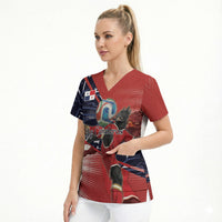 Personalized Panama Football Scrub Top Los Canaleros Harpy Eagle Mascot - National Flag Colors