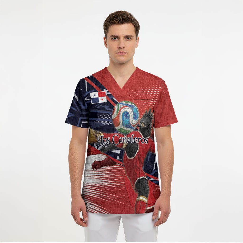 Personalized Panama Football Scrub Top Los Canaleros Harpy Eagle Mascot - National Flag Colors