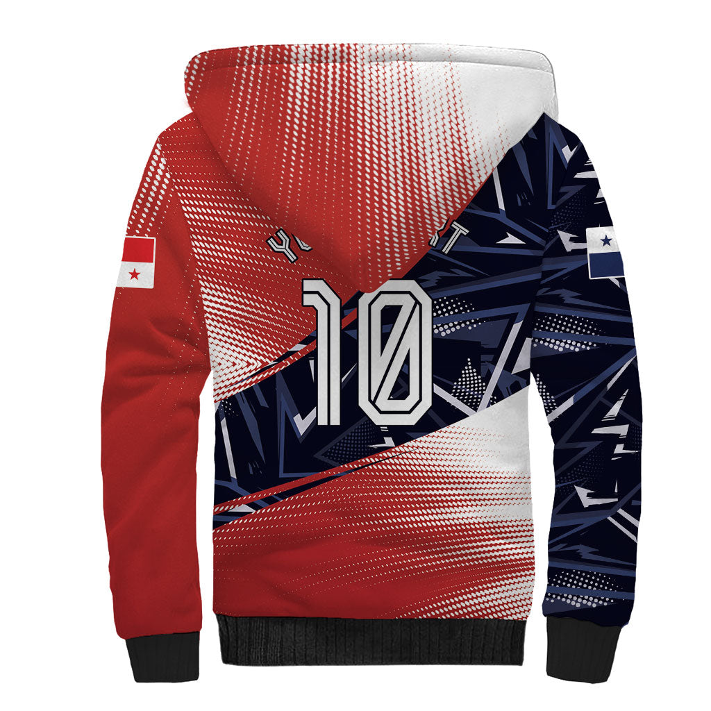 Personalized Panama Football Sherpa Hoodie Los Canaleros Harpy Eagle Mascot - National Flag Colors