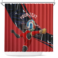 Personalized Panama Football Shower Curtain Los Canaleros Harpy Eagle Mascot - National Flag Colors